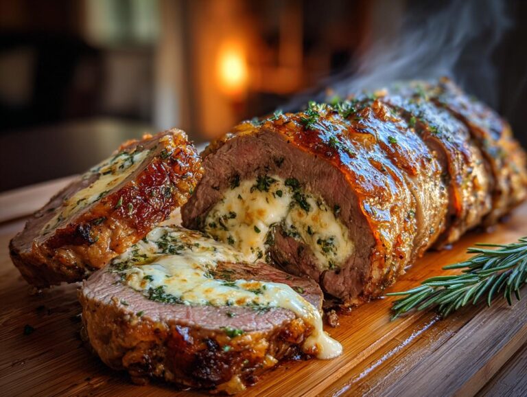 Rolada wołowa faszerowana mozzarellą i szpinakiem
