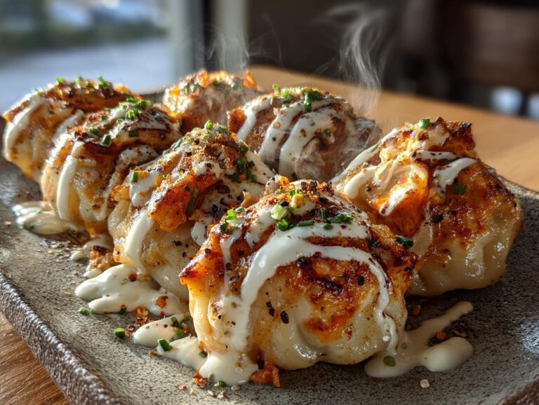 chrupiące gyoza z kremowym sosem spicy mayo