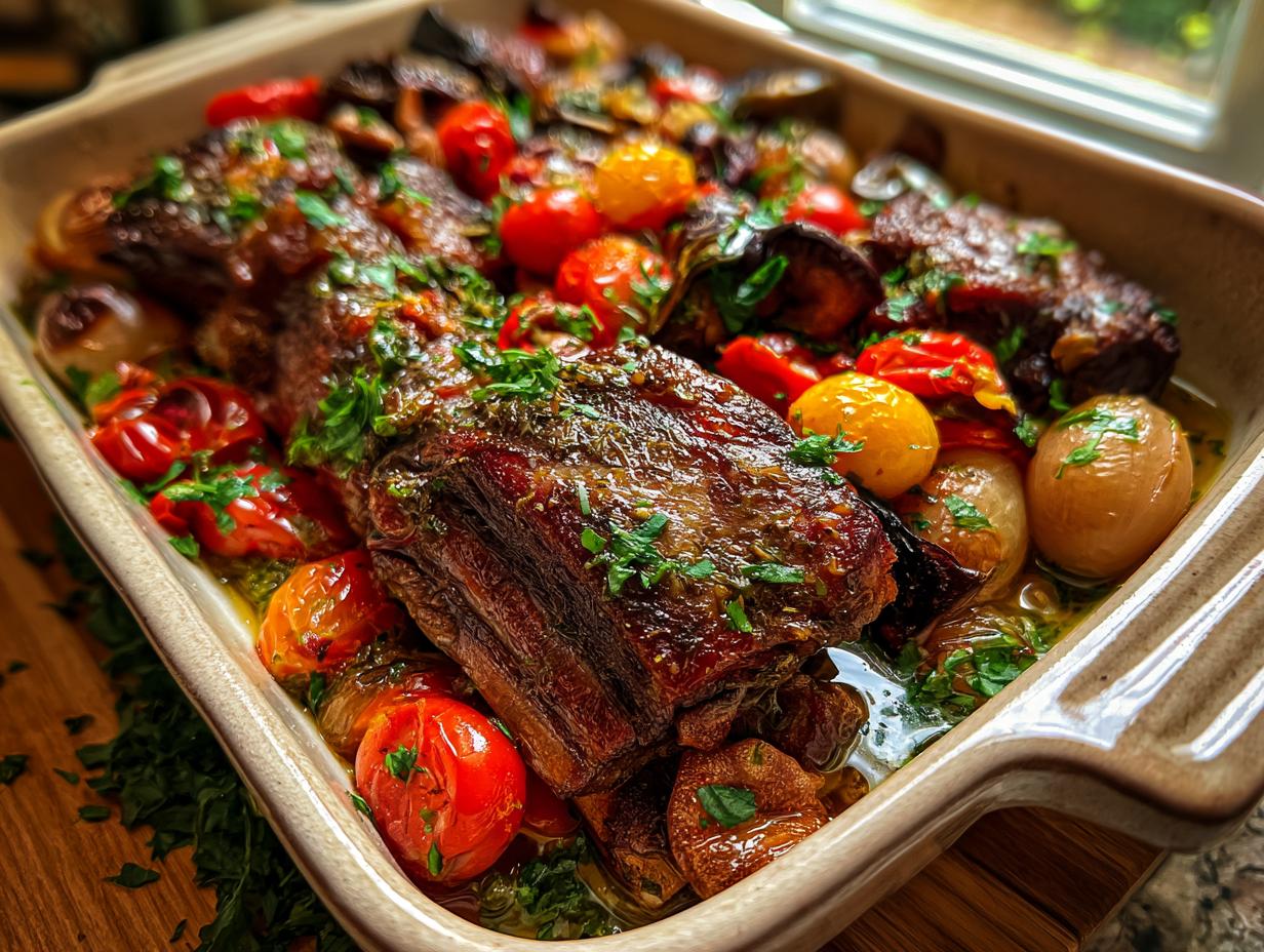 pieczona wołowina z pomidorkami koktajlowymi i cebulką - detail 1