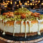 sernik dubajski z pistacjami i chrupiącym ciastem kataifi